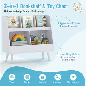 5-Cube Kids Bookshelf and Toy Organizer with Anti-Tipping Kits-Light Gray view 5