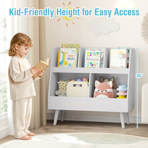 5-Cube Kids Bookshelf and Toy Organizer with Anti-Tipping Kits-Light Gray view 6