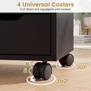 5 Drawer Storage Cabinet on Wheels with Adjustable Shelf-Black view 7