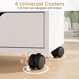 5 Drawer Storage Cabinet on Wheels with Adjustable Shelf-White view 8