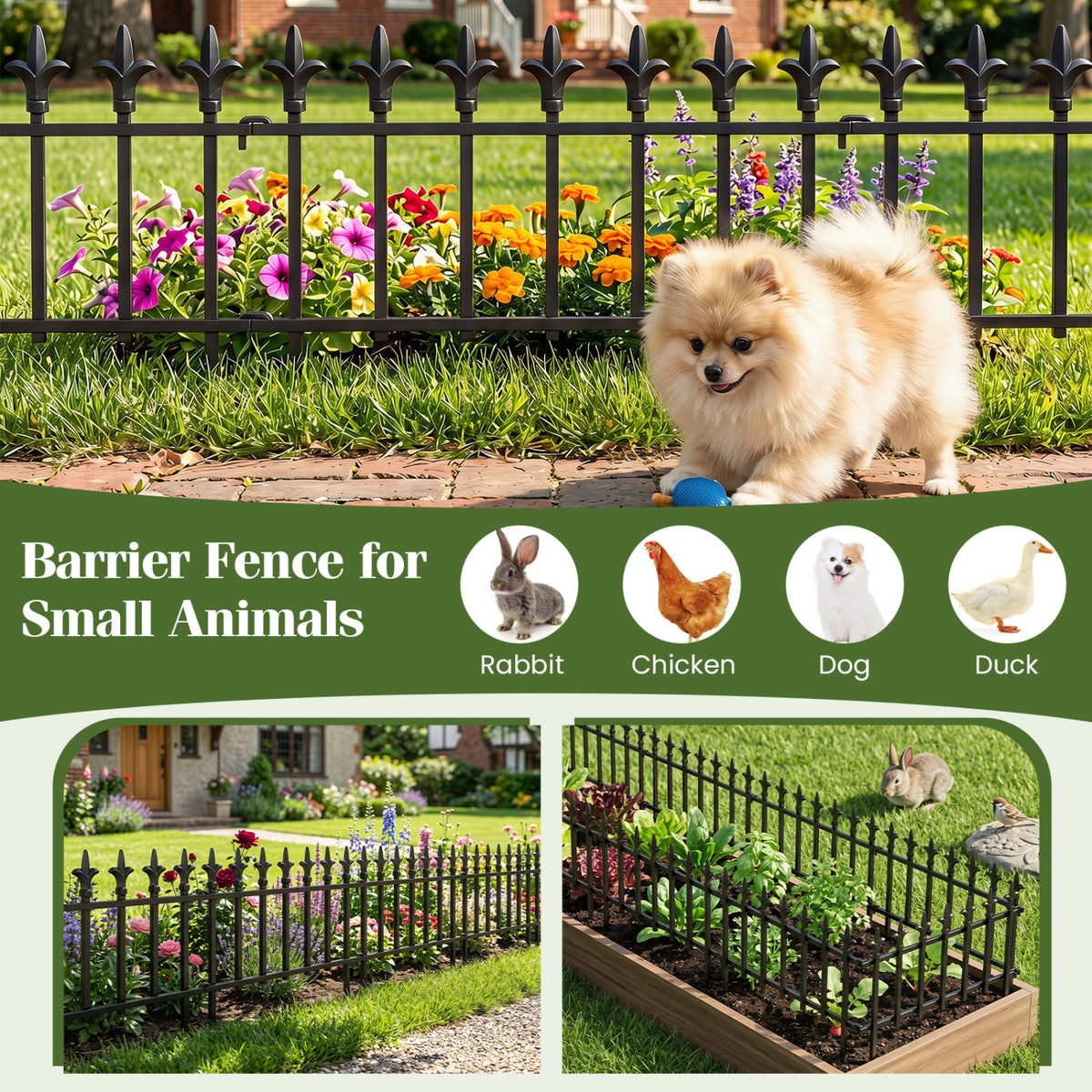 5-Pack/10-Pack Decorative Metal Garden Fence No Dig Landscape Fencing for Lawn-M view 6