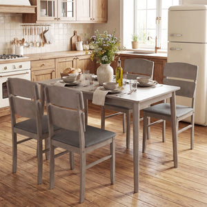 5-Piece Dining Table Set with High Curved Back for 4 People-Gray view 2