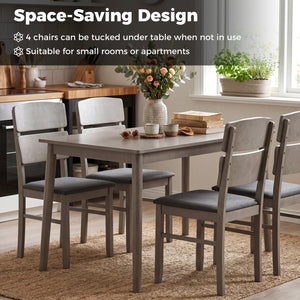 5-Piece Dining Table Set with High Curved Back for 4 People-Gray view 6