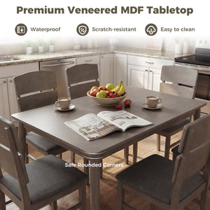 5-Piece Dining Table Set with High Curved Back for 4 People-Gray view 9