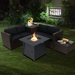 5 Piece Patio Furniture Set with 50000 BTU Propane Fire Pit Table-Black view 2