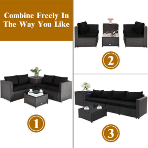 5 Piece Patio Furniture Set with 50000 BTU Propane Fire Pit Table-Black view 8