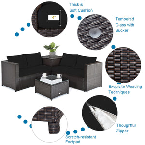 5-Piece Patio Furniture Set with Propane Fire Pit Table-Black view 8