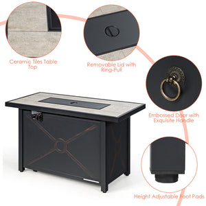 5-Piece Patio Furniture Set with Propane Fire Pit Table-Black view 9