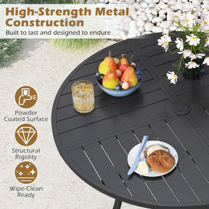 5 Pieces Patio Dining Set for 4 42.5 inch Outdoor Round Metal Table-Coffee and Black view 7
