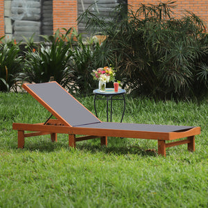 5-Postion Backrest Adjustable Outdoor Wood Chaise Lounge Chair-2 view 2