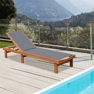 5-Postion Backrest Adjustable Outdoor Wood Chaise Lounge Chair-2 view 3