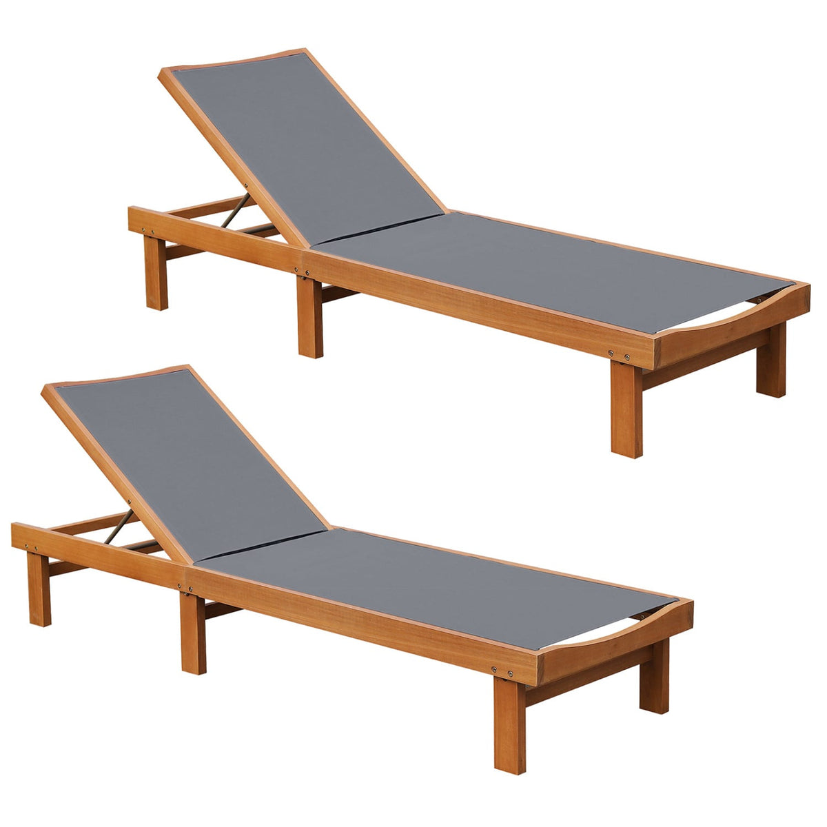 5-Postion Backrest Adjustable Outdoor Wood Chaise Lounge Chair-2 view 4