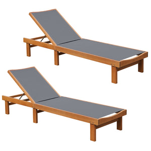5-Postion Backrest Adjustable Outdoor Wood Chaise Lounge Chair-2 view 4