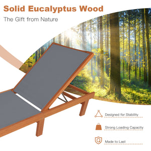 5-Postion Backrest Adjustable Outdoor Wood Chaise Lounge Chair-2 view 8