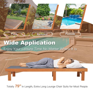 5-Postion Backrest Adjustable Outdoor Wood Chaise Lounge Chair-2 view 9