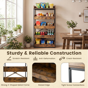 5-Tier Food Storage Rack with 4 Pull-out Drawers and Adjustable Feet-Rustic Brown view 8