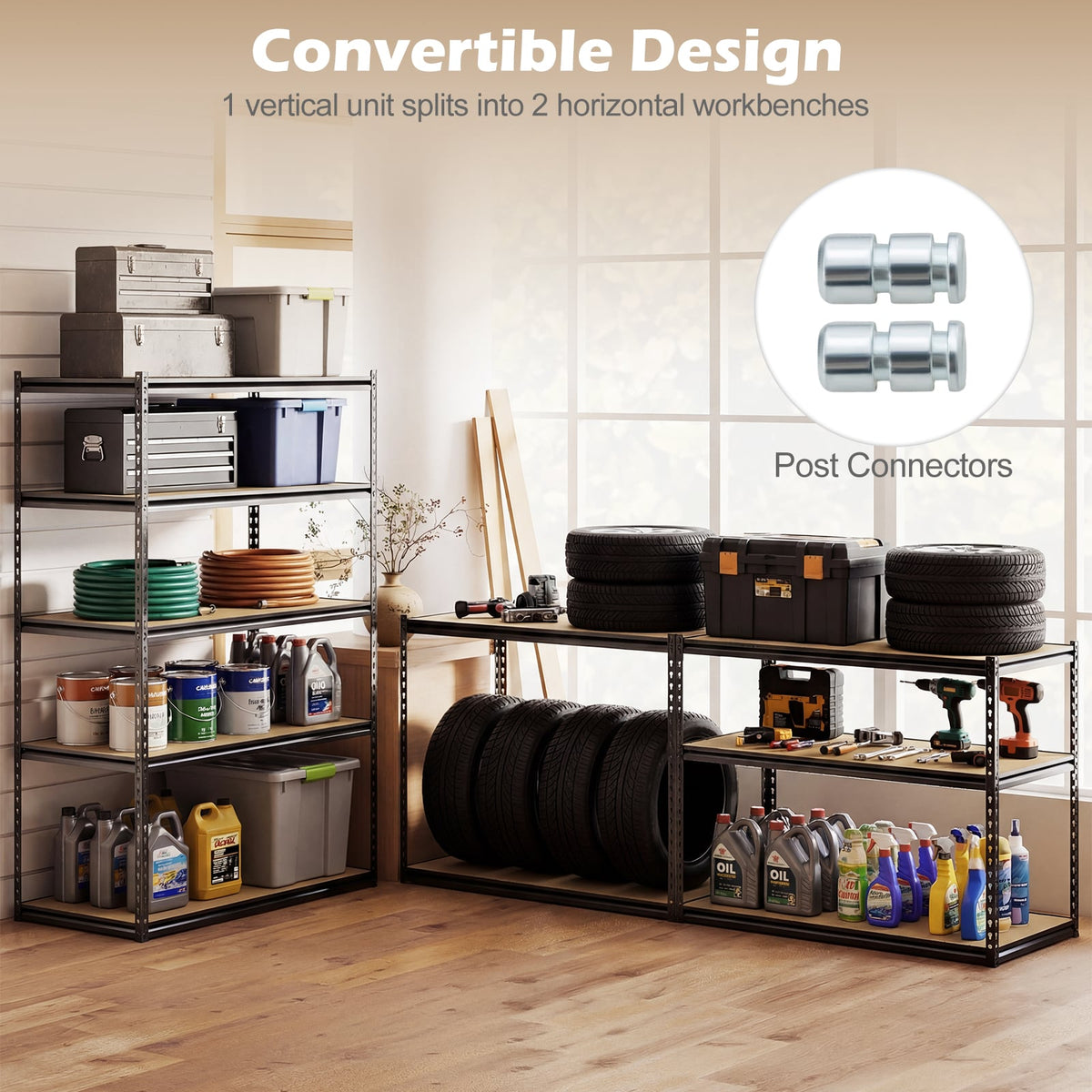 5-Tier Garage Shelving Unit 2200 LBS Heavy Duty Adjustable Utility Rack-Set of 2 view 9