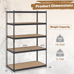 5-Tier Garage Shelving Unit 2200 LBS Heavy Duty Adjustable Utility Rack-1 Piece view 4