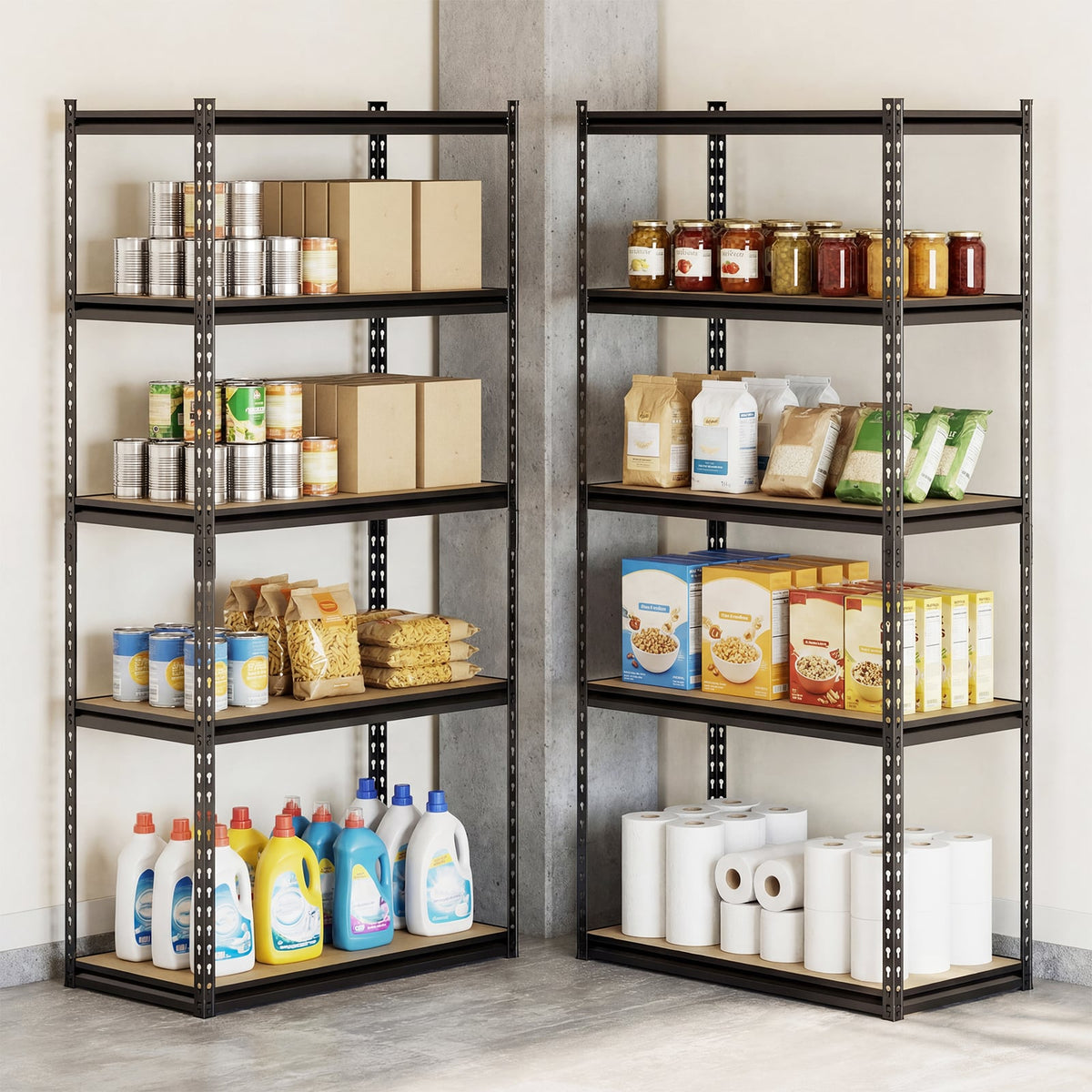 5-Tier Garage Shelving Unit 2200 LBS Metal Storage Shelves Adjustable Utility Rack-Set of 2 view 2