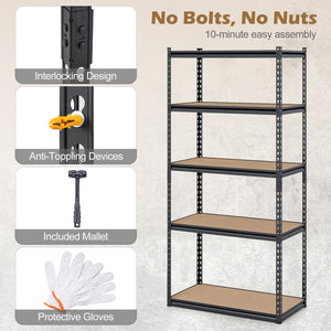 5-Tier Garage Shelving Unit 2200 LBS Metal Storage Shelves Adjustable Utility Rack-Set of 4 view 6