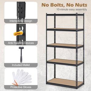 5-Tier Garage Shelving Unit 2200 LBS Metal Storage Shelves Adjustable Utility Rack-1 piece view 6
