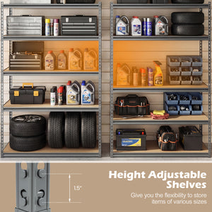 5-Tier Garage Shelving Unit 2200 LBS Metal Storage Shelves Adjustable Utility Rack for Warehouse-Set of 2 view 5