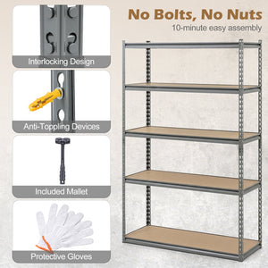 5-Tier Garage Shelving Unit 2200 LBS Metal Storage Shelves Adjustable Utility Rack for Warehouse-Set of 2 view 8