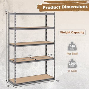 5-Tier Garage Shelving Unit 2200 LBS Metal Storage Shelves Adjustable Utility Rack for Warehouse-Set of 3 view 4