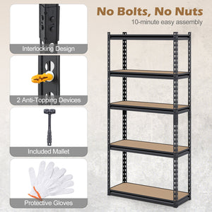 5-Tier Garage Shelving Unit 2200 LBS Heavy Duty Metal Storage Shelves-Set of 3 view 8