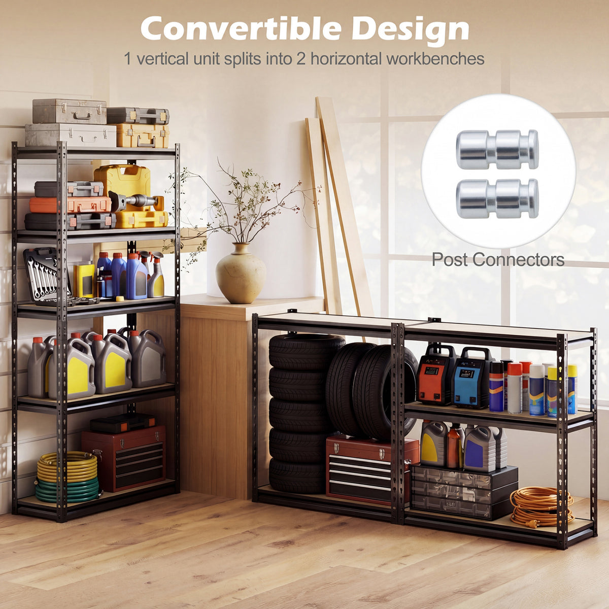 5-Tier Garage Shelving Unit 2200 LBS Heavy Duty Metal Storage Shelves-Set of 4 view 6