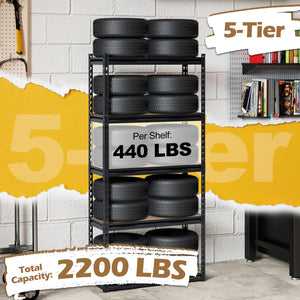 5-Tier Garage Shelving Unit 2200 LBS Heavy Duty Metal Storage Shelves-Set of 4 view 7