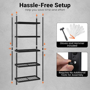 5-Tier Heavy-Duty Metal Shelving Unit with Adjustable Wire Rack Set of 2 view 9