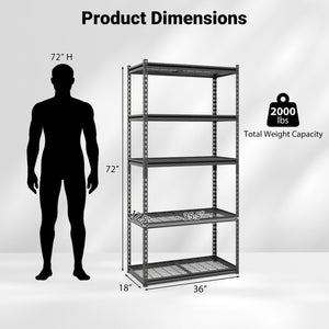 5-Tier Heavy-Duty Metal Shelving Unit with Adjustable Wire Rack Set of 2 view 4
