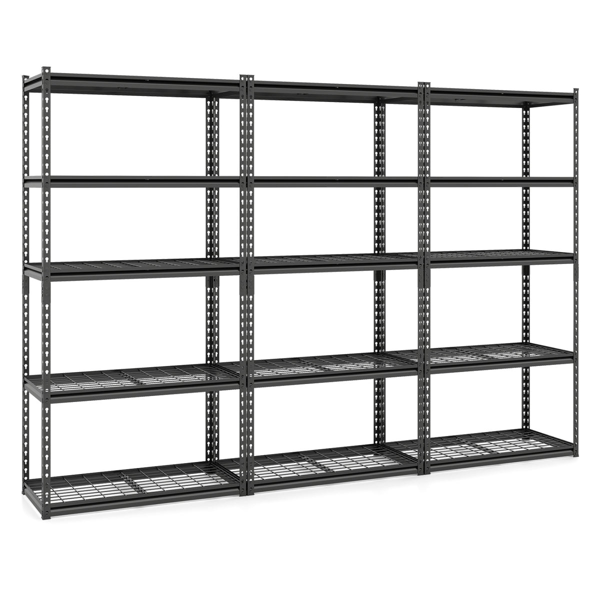 5-Tier Heavy-Duty Metal Shelving Unit with Adjustable Wire Rack Set of 3