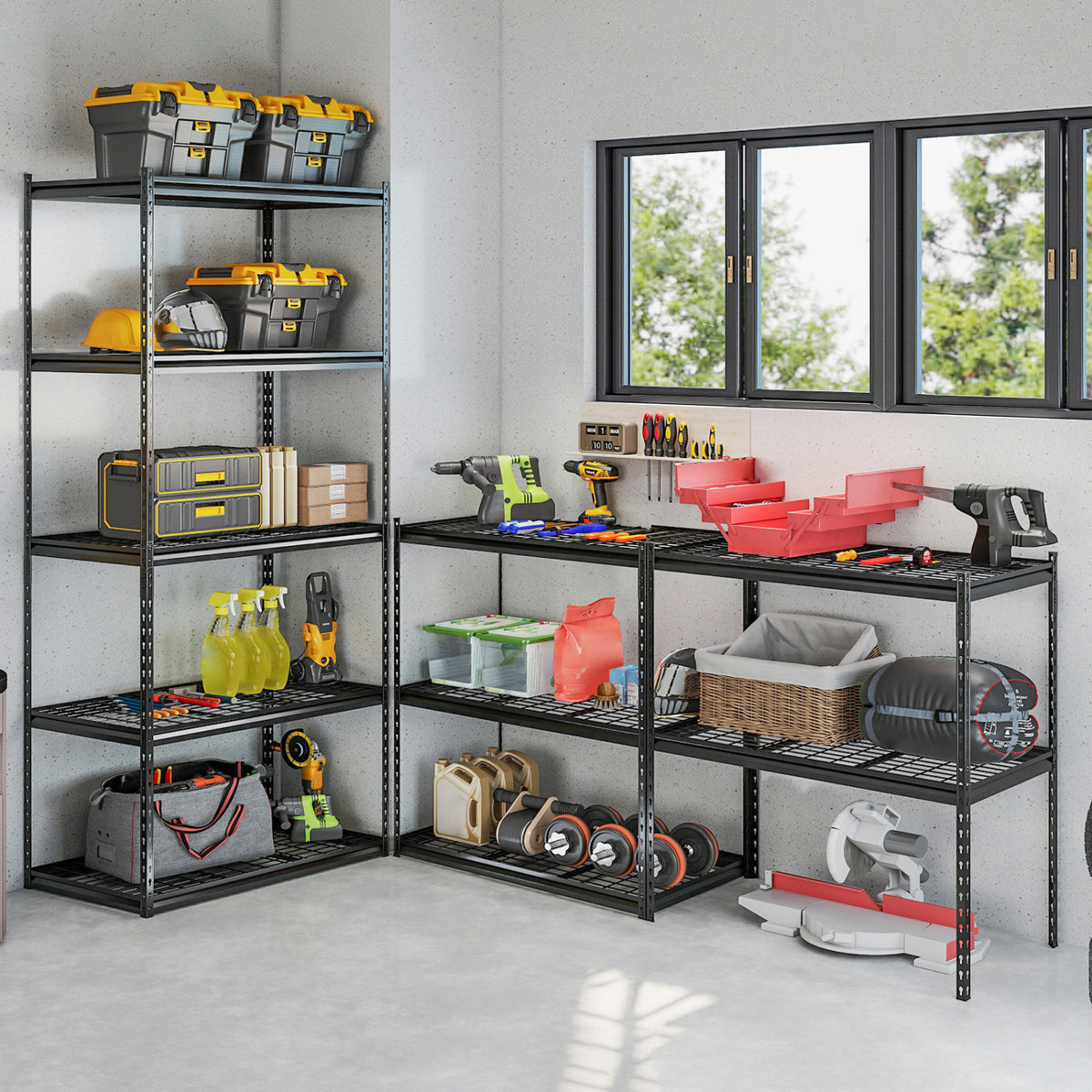 5-Tier Heavy-Duty Metal Shelving Unit with Adjustable Wire Rack Set of 3 view 2