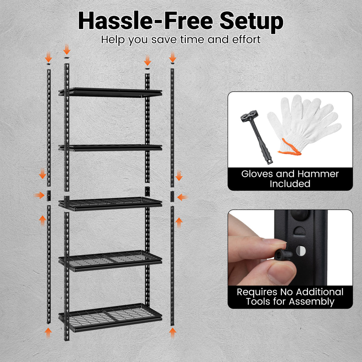 5-Tier Heavy-Duty Metal Shelving Unit with Adjustable Wire Rack Set of 3 view 9
