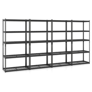 5-Tier Heavy-Duty Metal Shelving Unit with Adjustable Wire Rack Set of 4