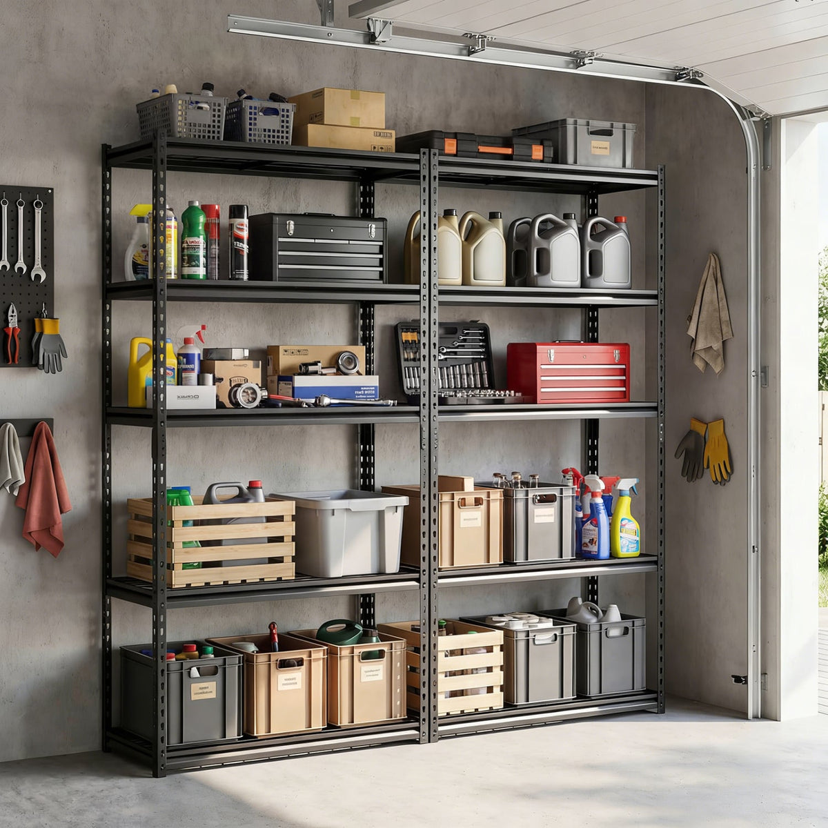 5-Tier Heavy-Duty Metal Shelving Unit with Adjustable Wire Rack Set of 4 view 2