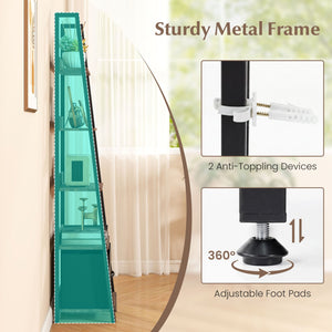 5-Tier Ladder Bookshelf with Fabric Drawer for Living Room and Home Office-Rustic Brown view 9