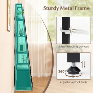 5-Tier Ladder Bookshelf with Fabric Drawer for Living Room and Home Office-Black view 9