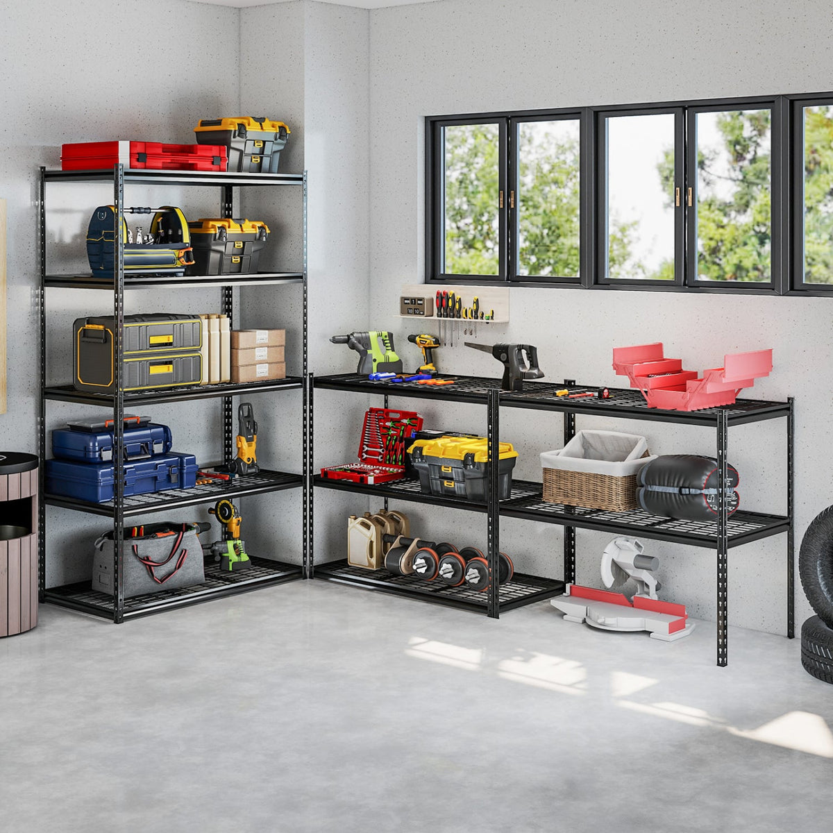 5-Tier Metal Shelving Unit 2000 lbs Capacity with Adjustable Wire Racks Set of 3 view 5