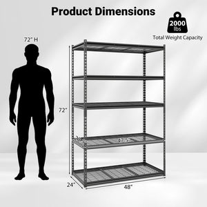 5-Tier Metal Shelving Unit 2000 lbs Capacity with Adjustable Wire Racks Set of 3 view 4