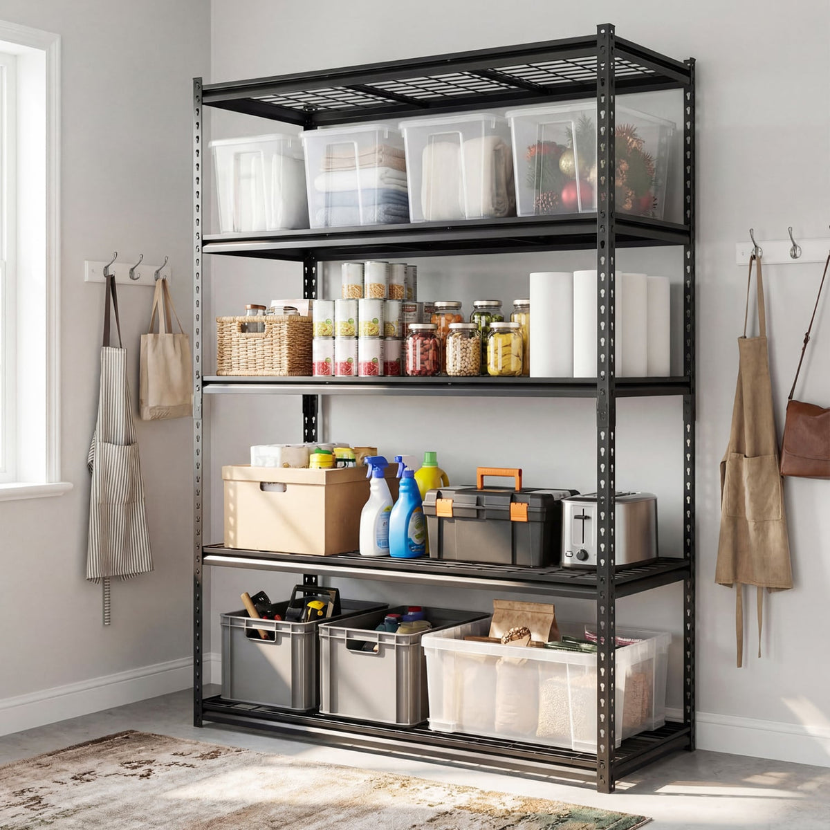 5-Tier Metal Shelving Unit 2000 lbs Capacity with Adjustable Wire Racks Set of 1 view 2