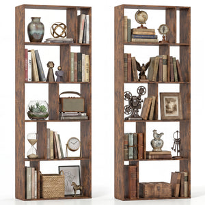 5-Tier Modern Bookshelf with Open Back and 2 Anti-Tipping Kits-Brown view 6