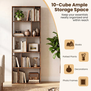 5-Tier Modern Bookshelf with Open Back and 2 Anti-Tipping Kits-Brown view 7