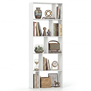 5-Tier Modern Bookshelf with Open Back and 2 Anti-Tipping Kits-White