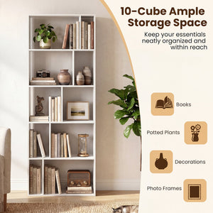 5-Tier Modern Bookshelf with Open Back and 2 Anti-Tipping Kits-White view 6