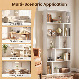5-Tier Modern Bookshelf with Open Back and 2 Anti-Tipping Kits-White view 8