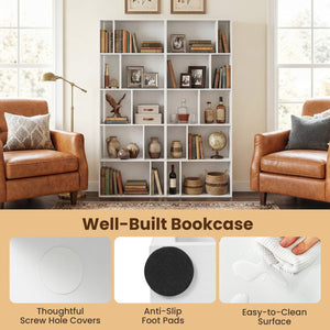 5-Tier Modern Bookshelf with Open Back and 2 Anti-Tipping Kits-White view 9