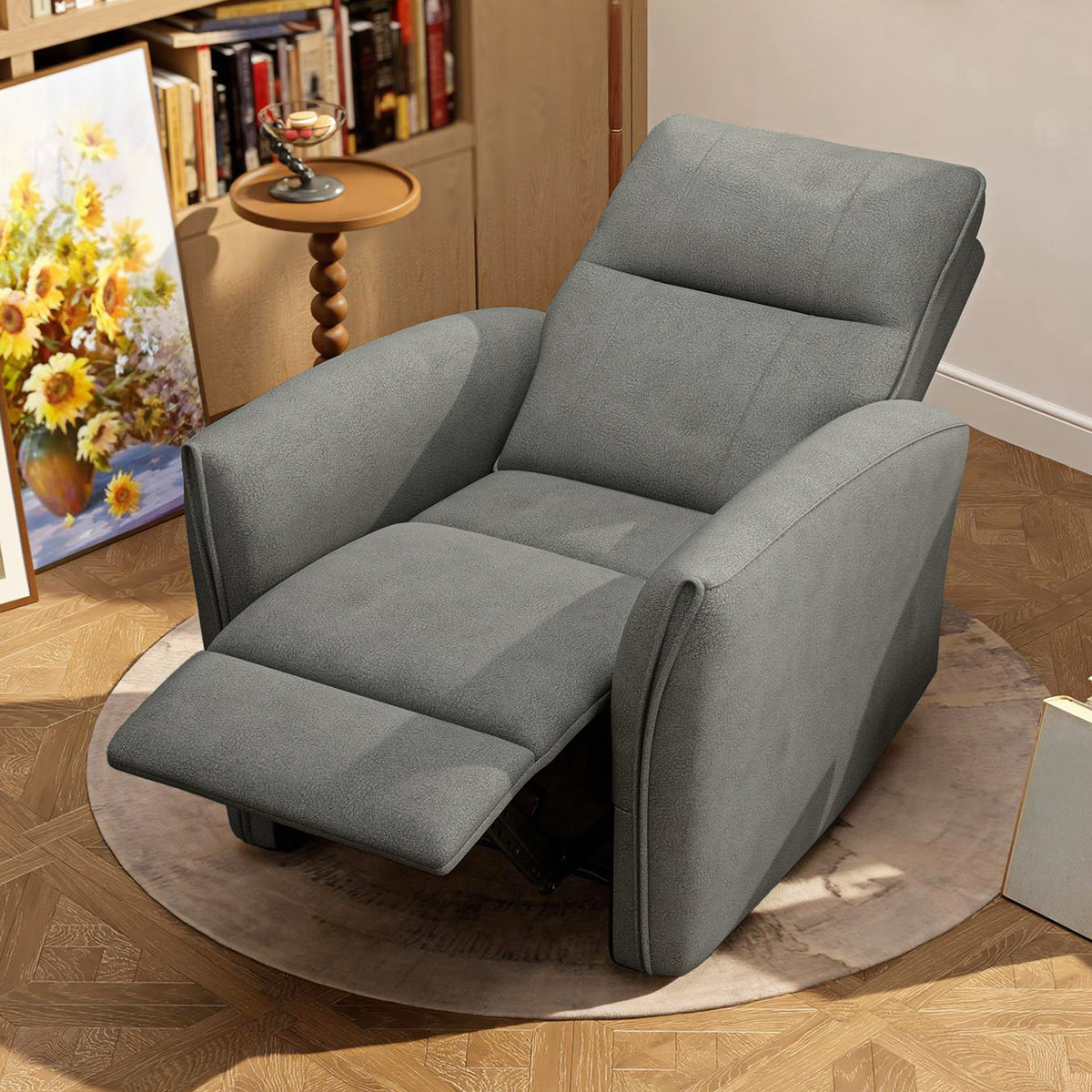 Power Recliner Chair, Dyed Fabric (Like Leathaire) Upholstered Recliner Chair with USB Ports, Footrest – view 21